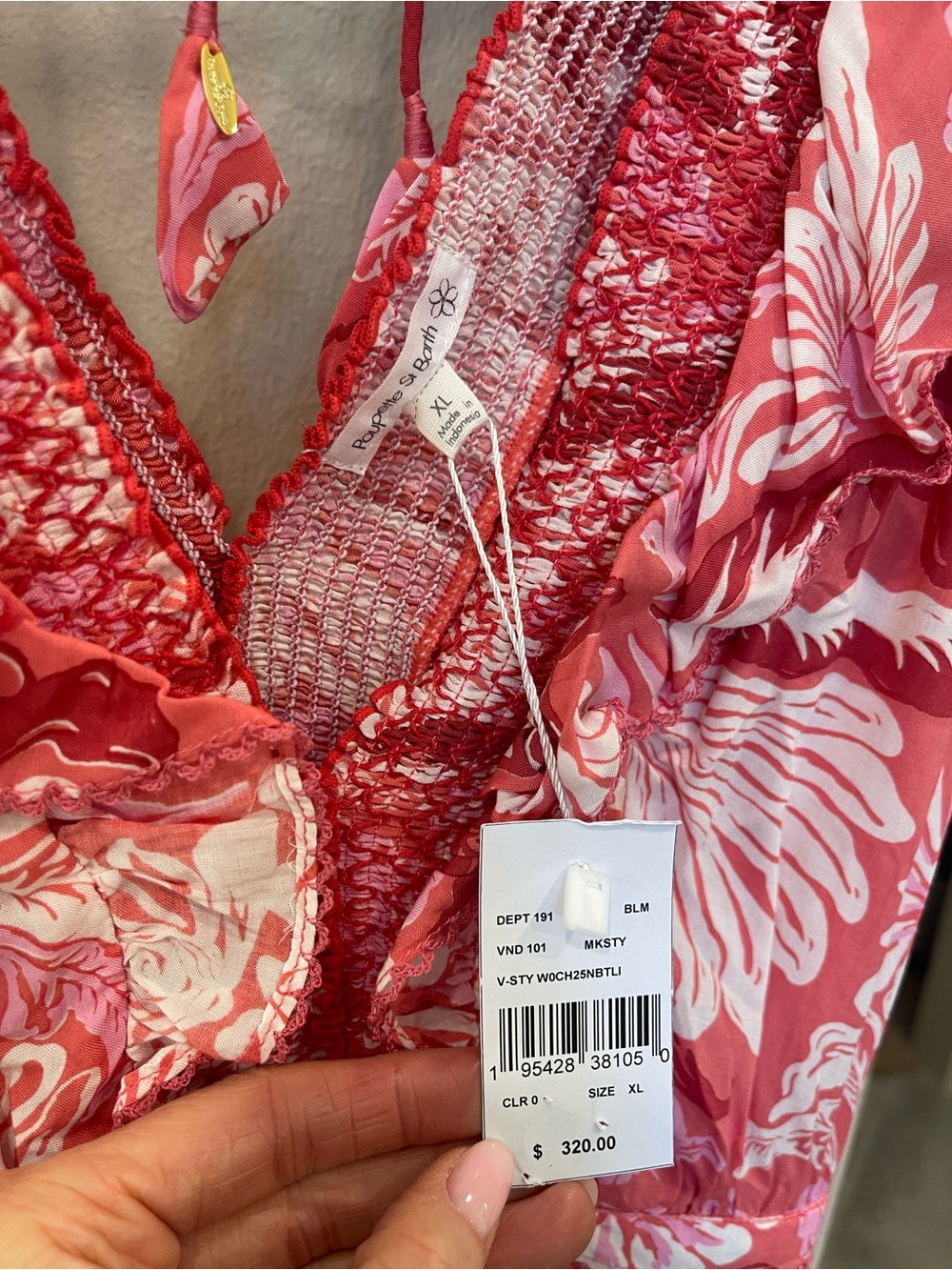 Poupette St. Barth Carol Mini Dress, NWT, SZ XL, in Pink Tiger Lilly - Picture 8 of 8
